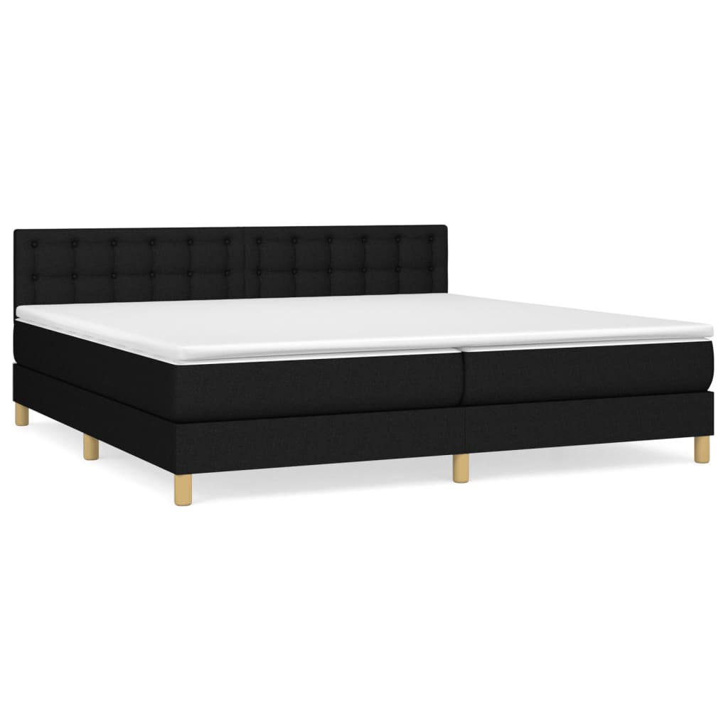 Boxspring met matras stof zwart 200x200 cm is nu te koop bij PeponiXL, paradijselijk wonen!