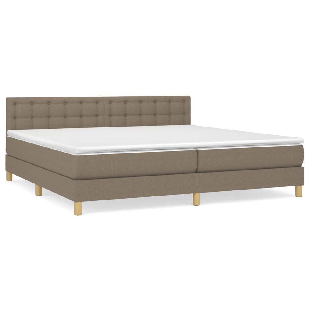 Boxspring met matras stof taupe 200x200 cm is nu te koop bij PeponiXL, paradijselijk wonen!