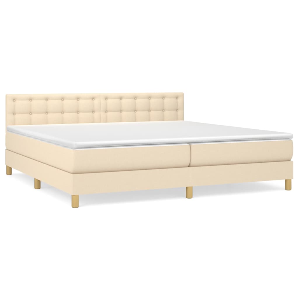 Boxspring met matras stof crèmekleurig 200x200 cm is nu te koop bij PeponiXL, paradijselijk wonen!