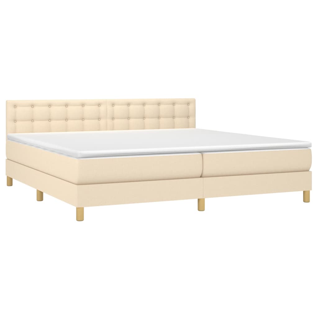 Boxspring met matras stof crèmekleurig 200x200 cm is nu te koop bij PeponiXL, paradijselijk wonen!