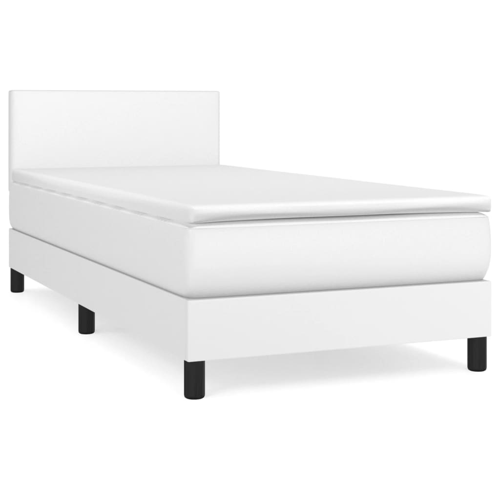 Boxspring met matras kunstleer wit 90x190 cm is nu te koop bij PeponiXL, paradijselijk wonen!