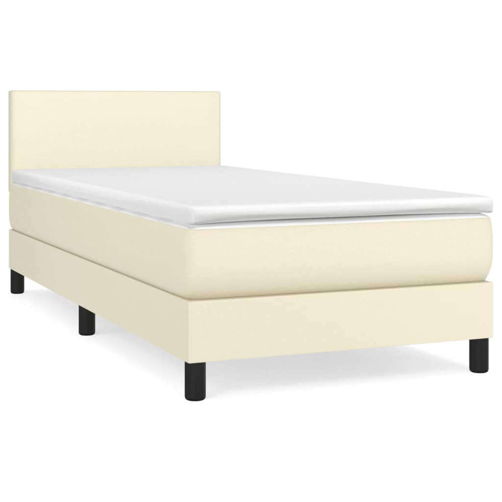 Boxspring met matras kunstleer crèmekleurig 100x200 cm is nu te koop bij PeponiXL, paradijselijk wonen!
