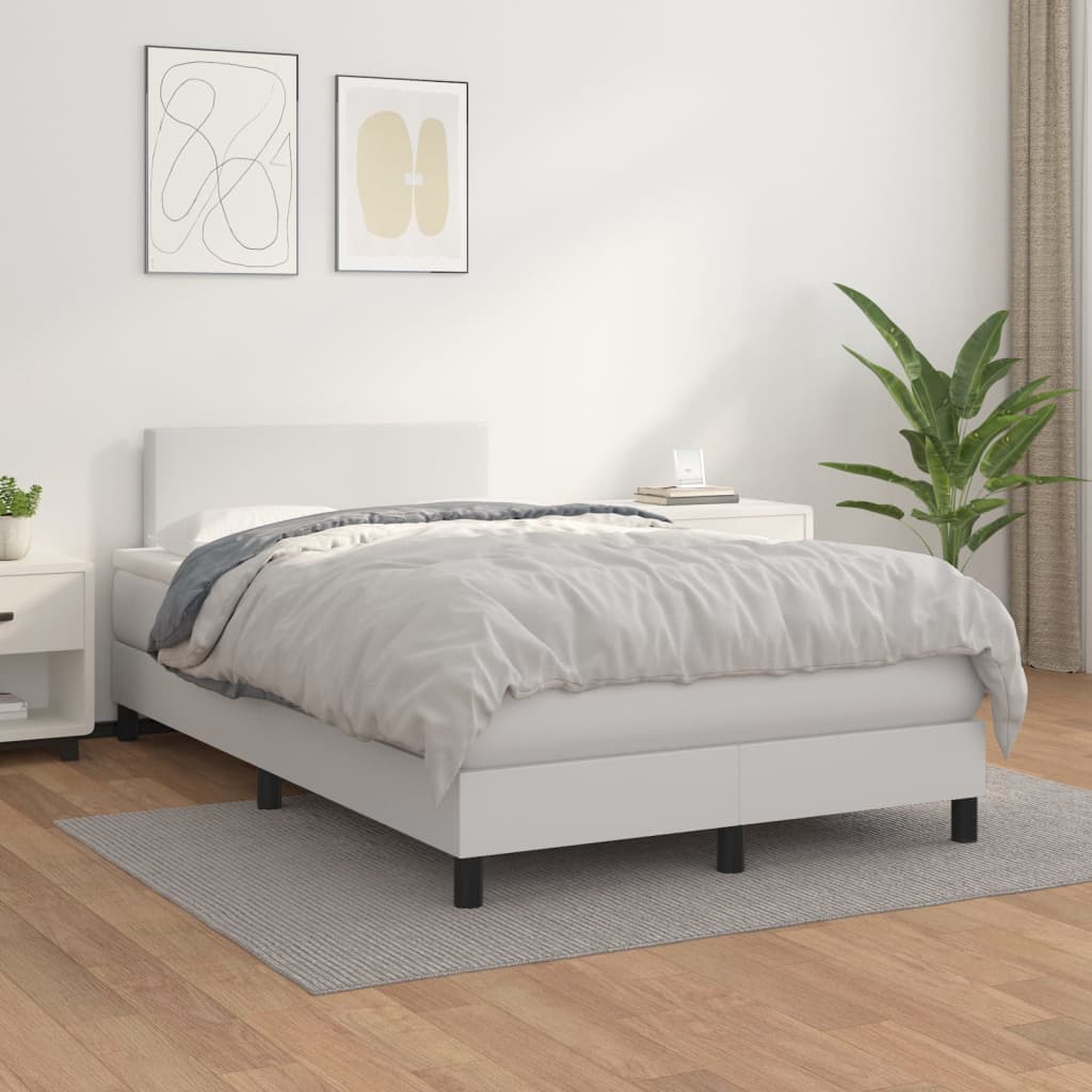 Boxspring met matras kunstleer wit 120x200 cm is nu te koop bij PeponiXL, paradijselijk wonen!