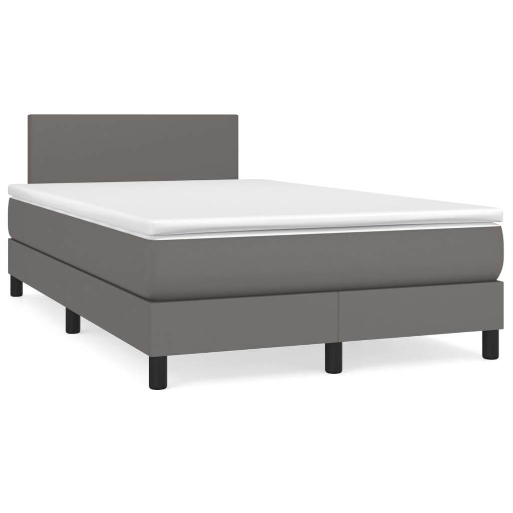 Boxspring met matras kunstleer grijs 120x200 cm is nu te koop bij PeponiXL, paradijselijk wonen!