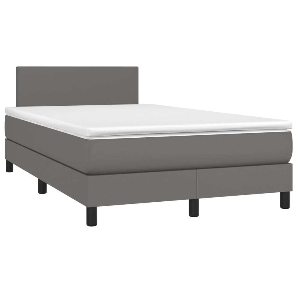 Boxspring met matras kunstleer grijs 120x200 cm is nu te koop bij PeponiXL, paradijselijk wonen!