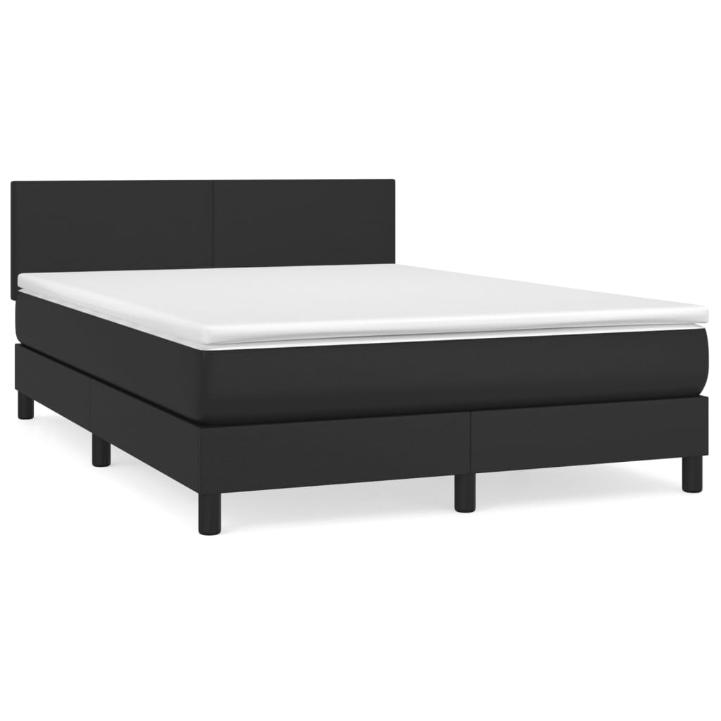 Boxspring met matras kunstleer zwart 140x190 cm is nu te koop bij PeponiXL, paradijselijk wonen!