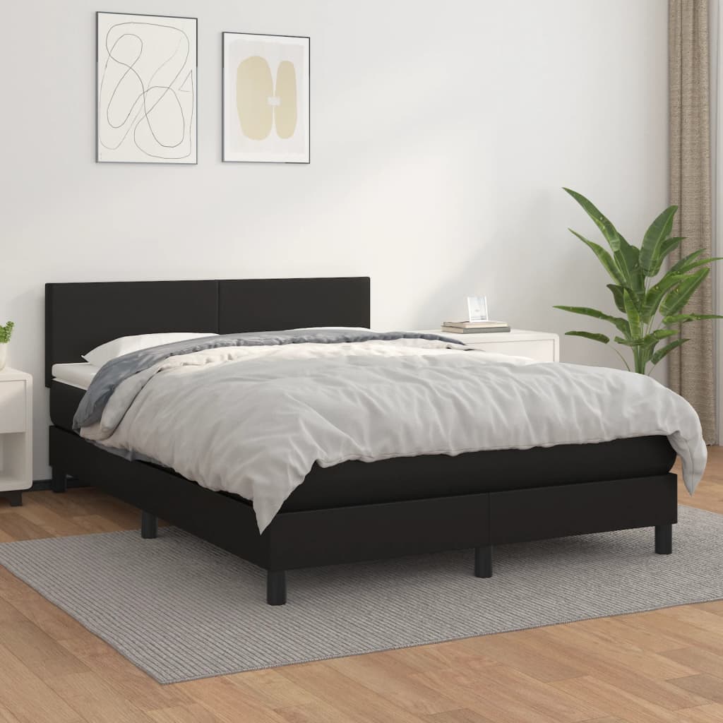 Boxspring met matras kunstleer zwart 140x190 cm is nu te koop bij PeponiXL, paradijselijk wonen!
