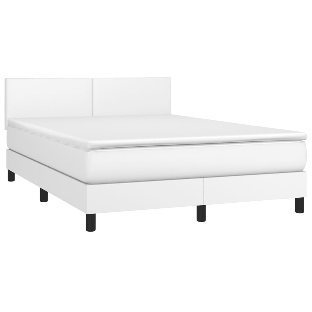 Boxspring met matras kunstleer wit 140x190 cm is nu te koop bij PeponiXL, paradijselijk wonen!
