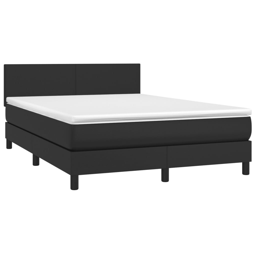 Boxspring met matras kunstleer zwart 140x200 cm is nu te koop bij PeponiXL, paradijselijk wonen!