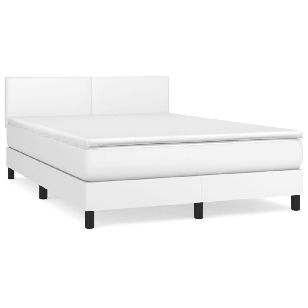 Boxspring met matras kunstleer wit 140x200 cm is nu te koop bij PeponiXL, paradijselijk wonen!