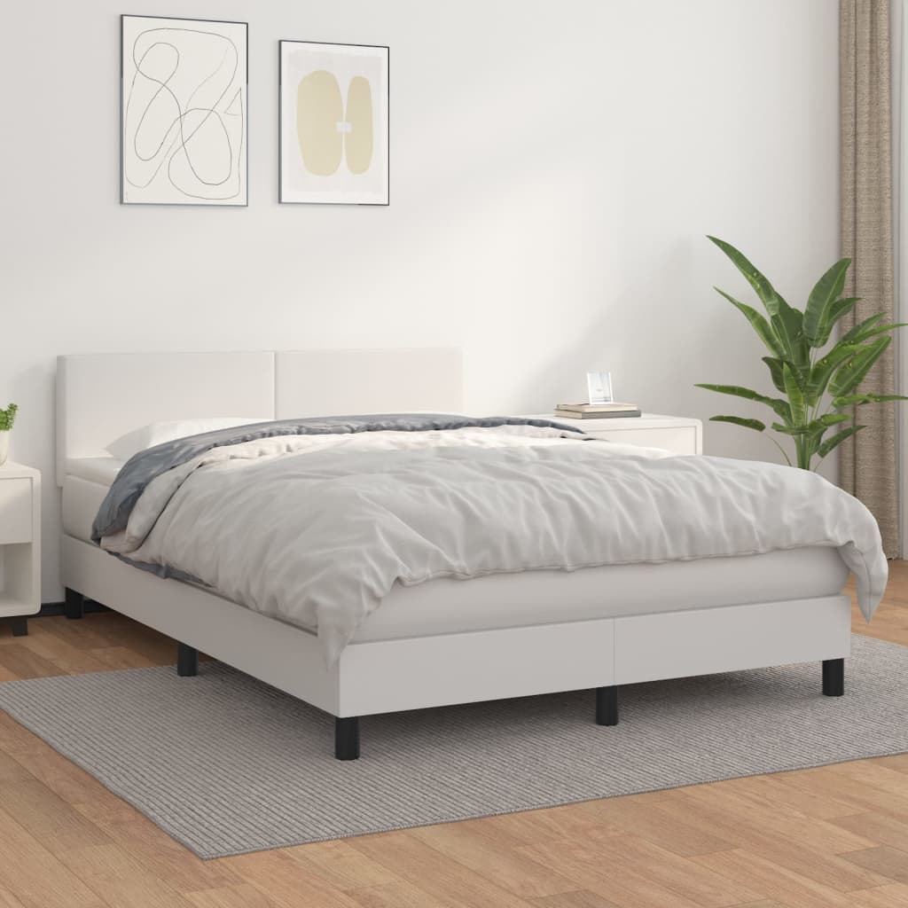 Boxspring met matras kunstleer wit 140x200 cm is nu te koop bij PeponiXL, paradijselijk wonen!