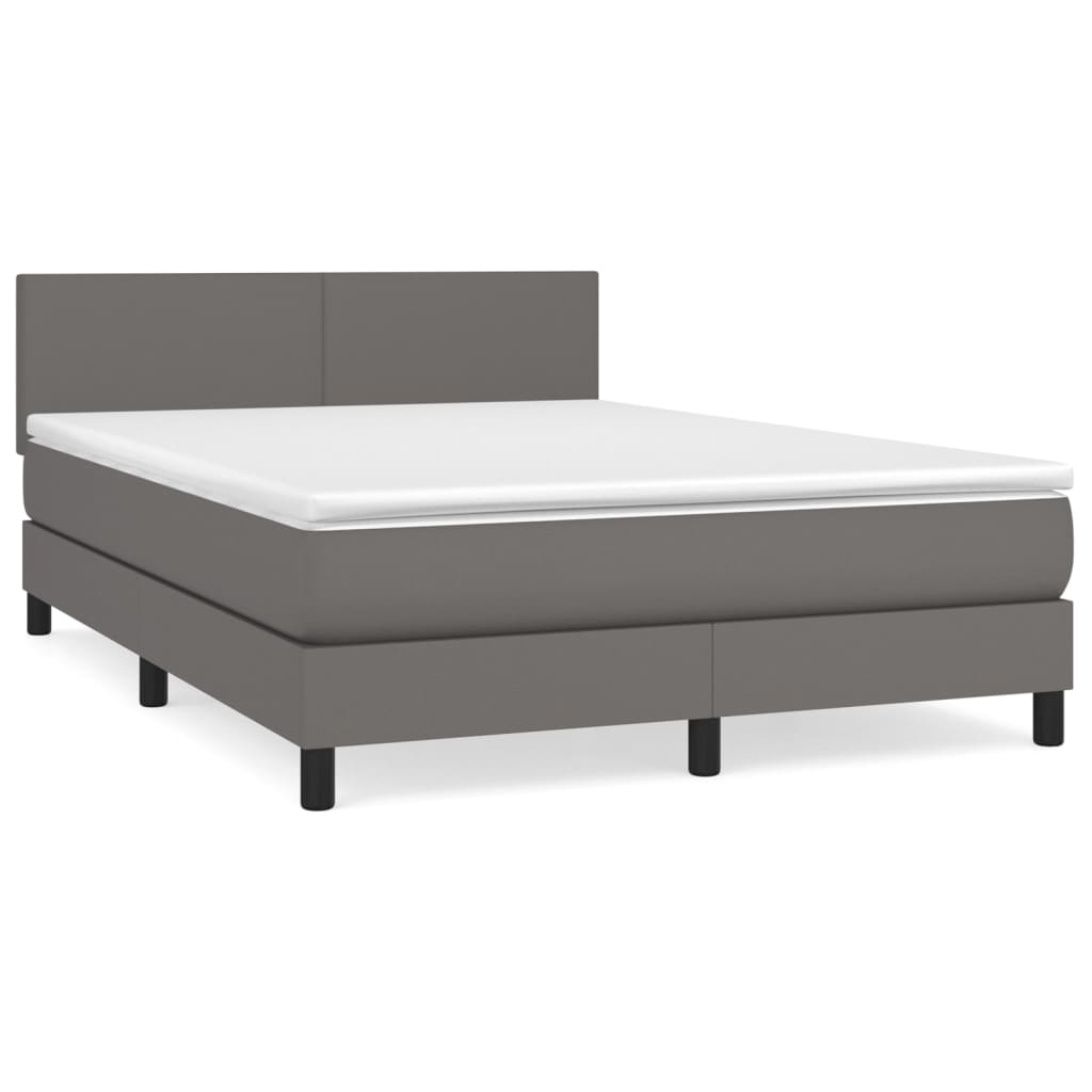 Boxspring met matras kunstleer grijs 140x200 cm is nu te koop bij PeponiXL, paradijselijk wonen!