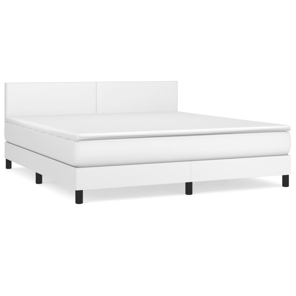 Boxspring met matras kunstleer wit 160x200 cm is nu te koop bij PeponiXL, paradijselijk wonen!