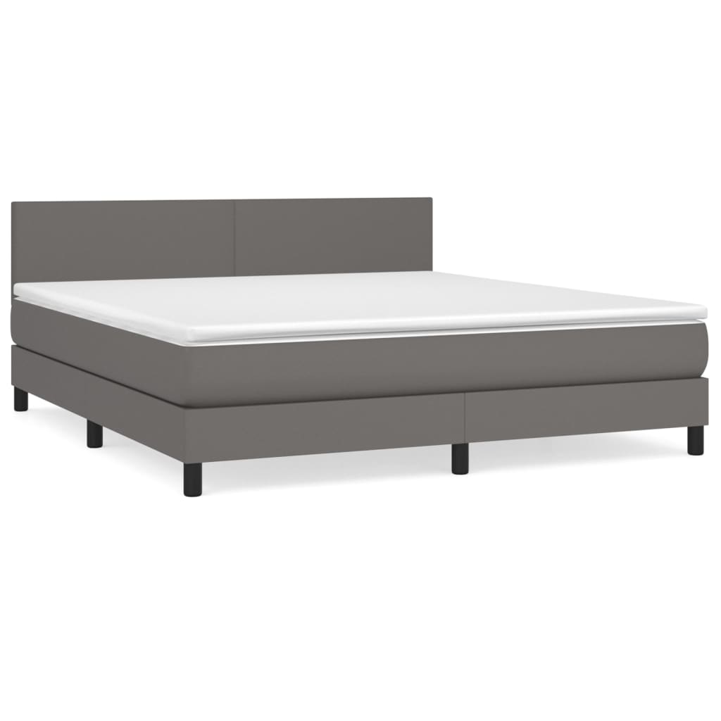 Boxspring met matras kunstleer grijs 160x200 cm is nu te koop bij PeponiXL, paradijselijk wonen!
