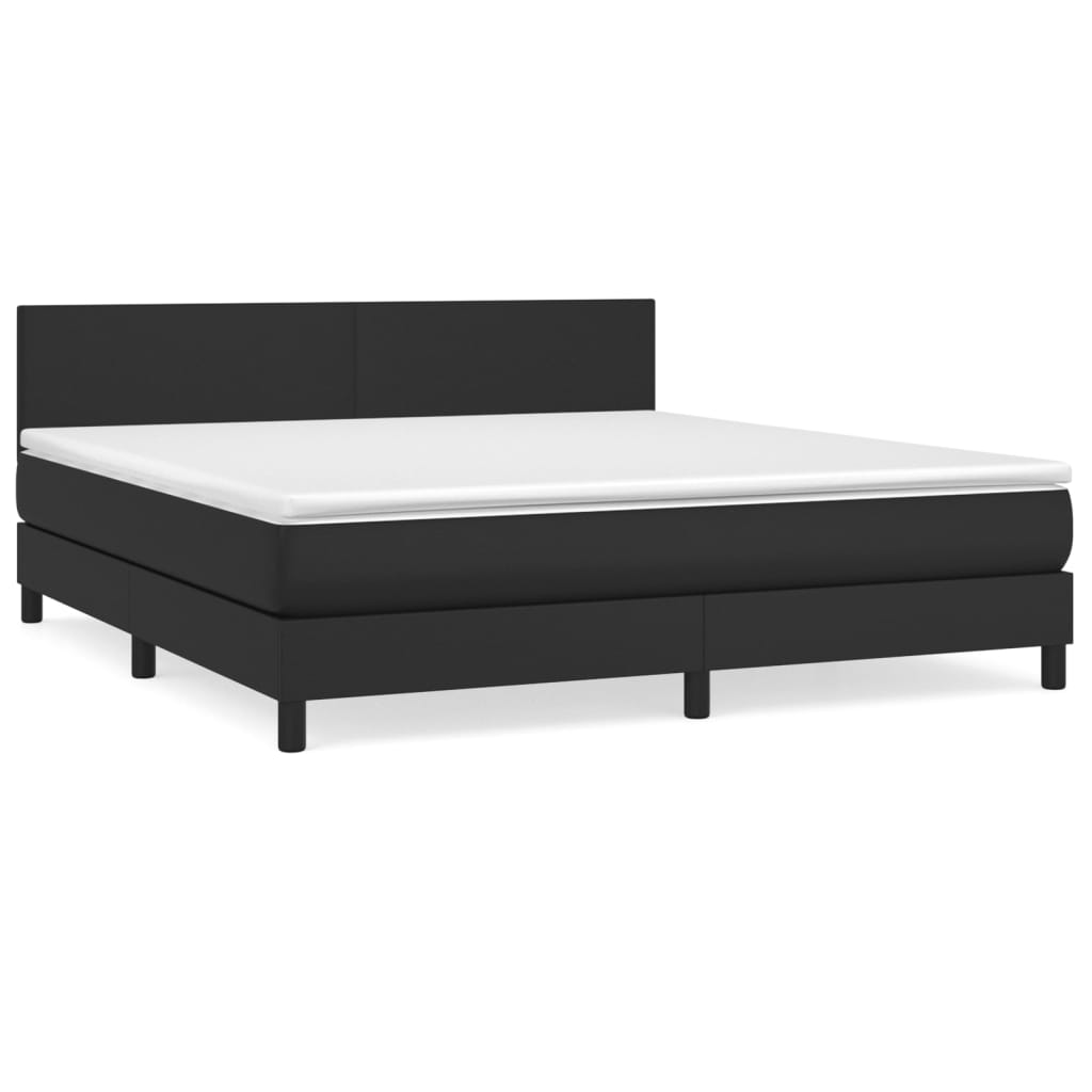 Boxspring met matras kunstleer zwart 180x200 cm is nu te koop bij PeponiXL, paradijselijk wonen!