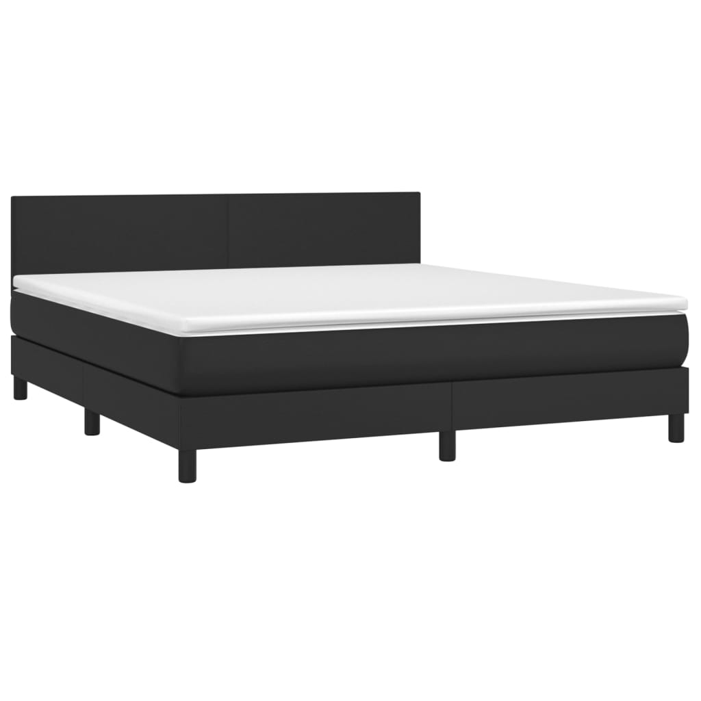 Boxspring met matras kunstleer zwart 180x200 cm is nu te koop bij PeponiXL, paradijselijk wonen!