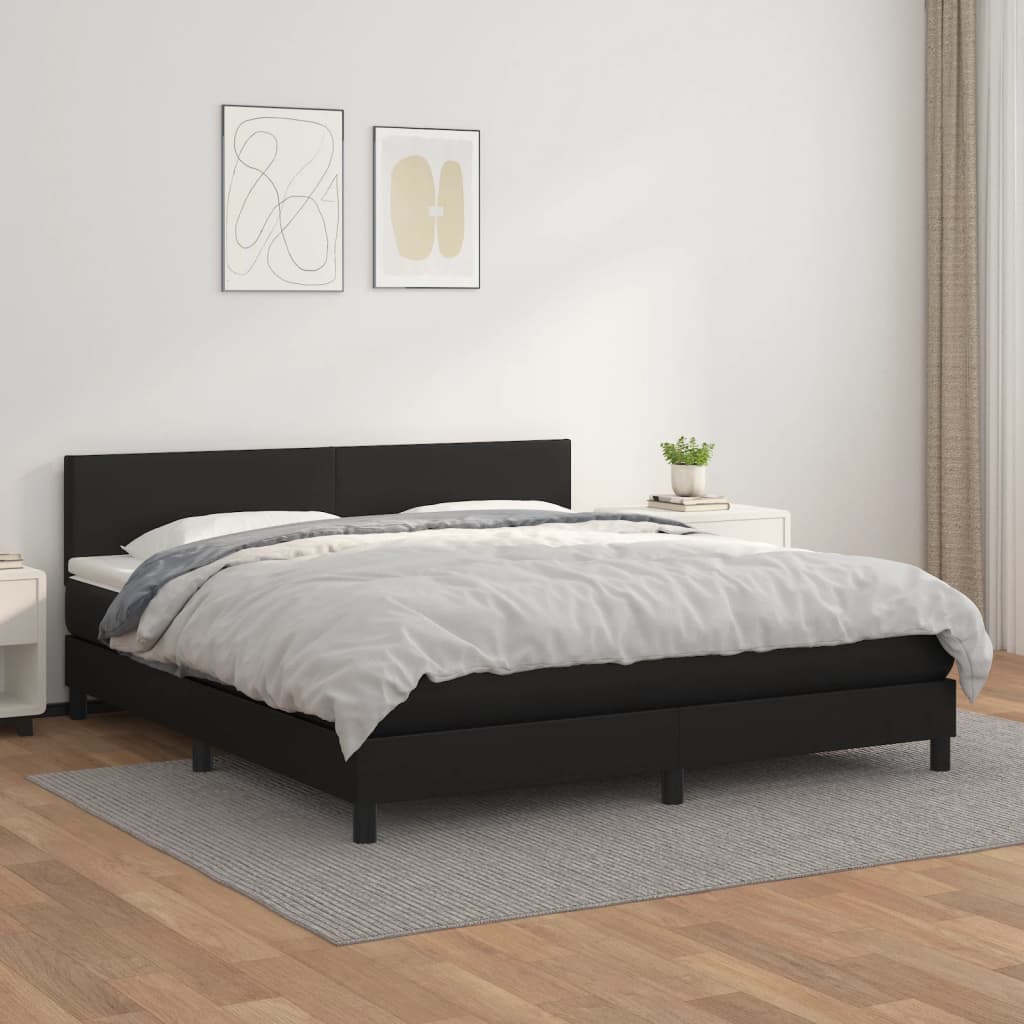 Boxspring met matras kunstleer zwart 180x200 cm is nu te koop bij PeponiXL, paradijselijk wonen!