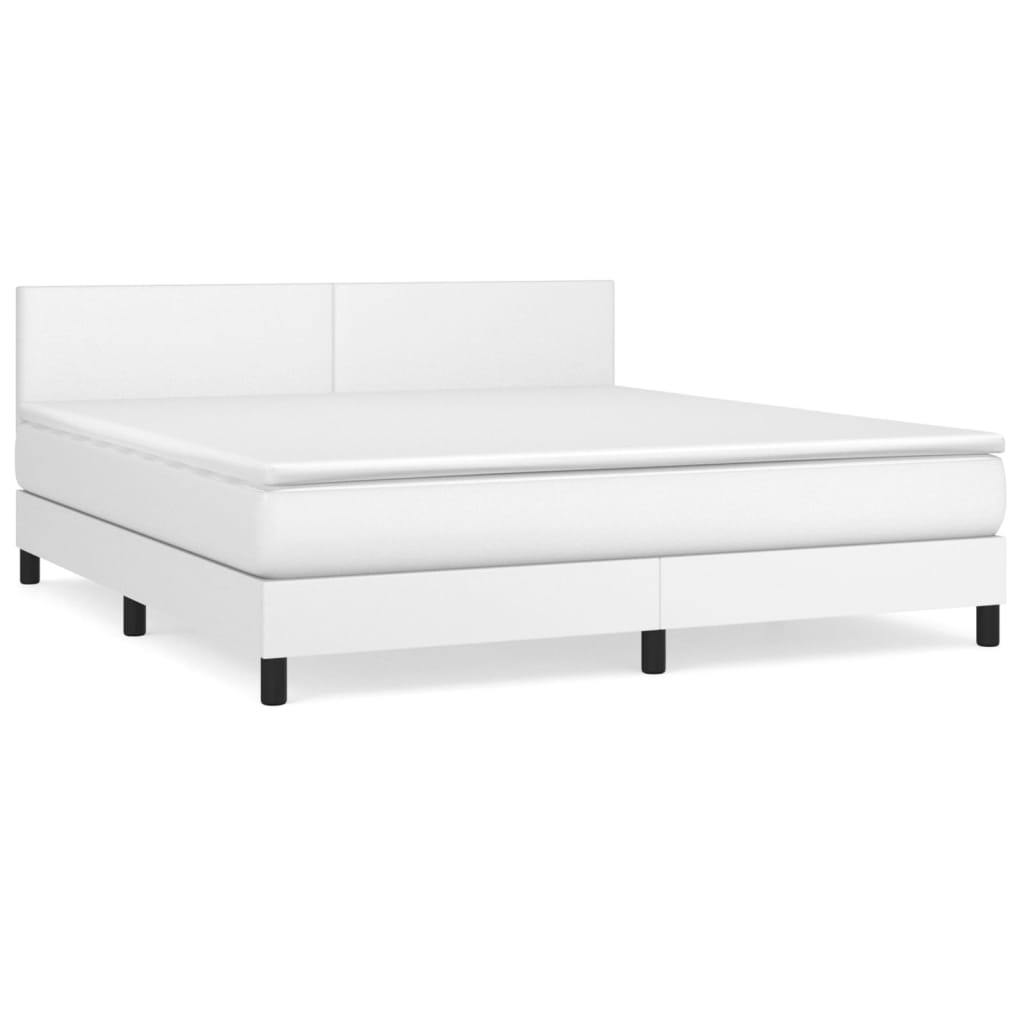 Boxspring met matras kunstleer wit 180x200 cm is nu te koop bij PeponiXL, paradijselijk wonen!