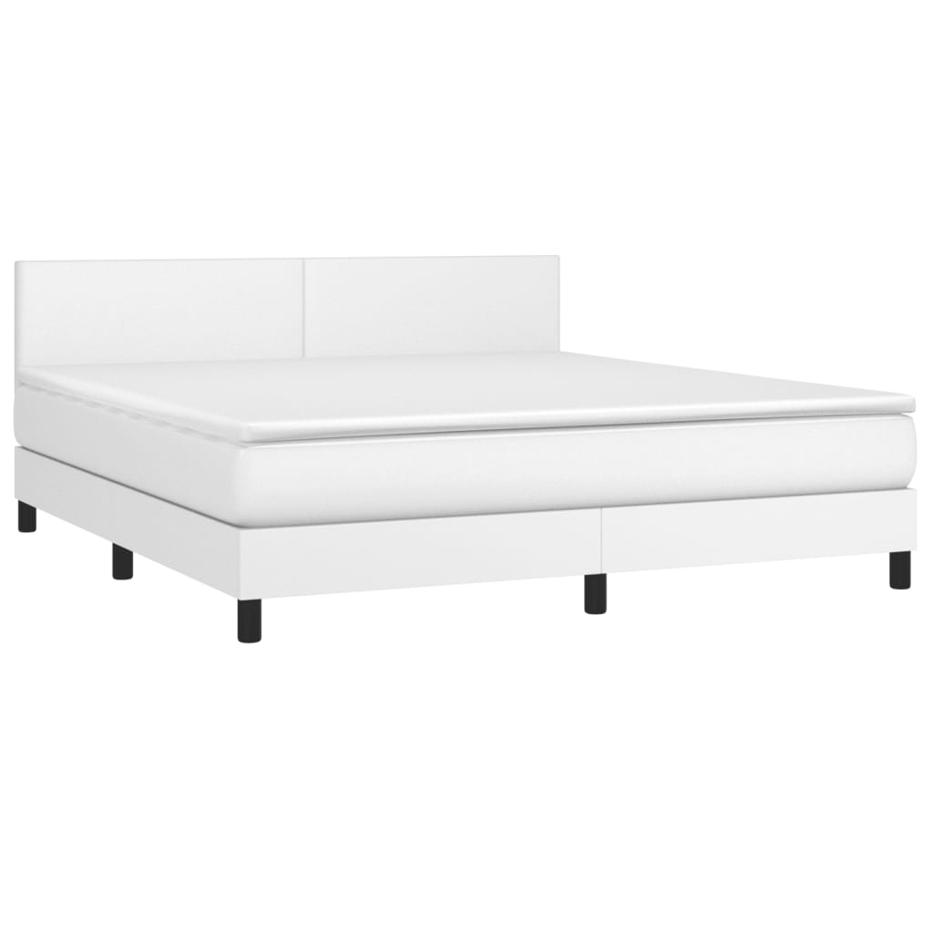Boxspring met matras kunstleer wit 180x200 cm is nu te koop bij PeponiXL, paradijselijk wonen!