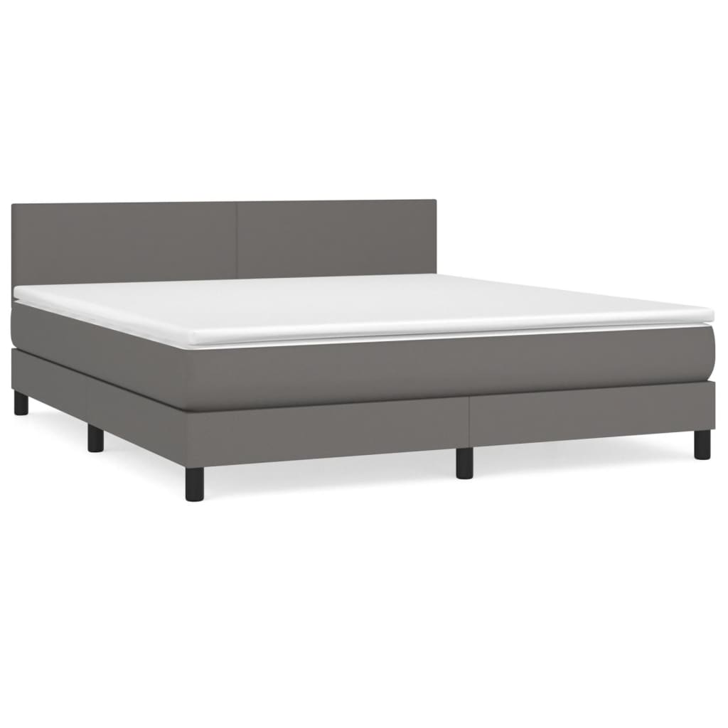 Boxspring met matras kunstleer grijs 180x200 cm is nu te koop bij PeponiXL, paradijselijk wonen!