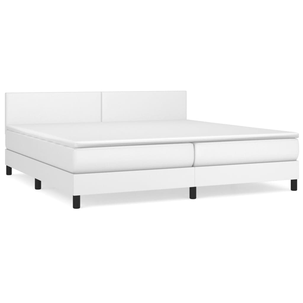 Boxspring met matras kunstleer wit 200x200 cm is nu te koop bij PeponiXL, paradijselijk wonen!