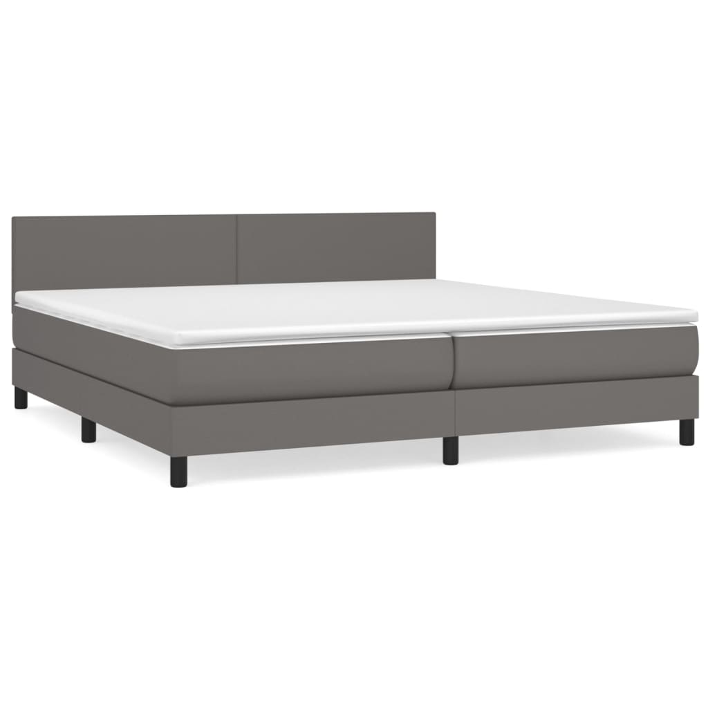 Boxspring met matras kunstleer grijs 200x200 cm is nu te koop bij PeponiXL, paradijselijk wonen!