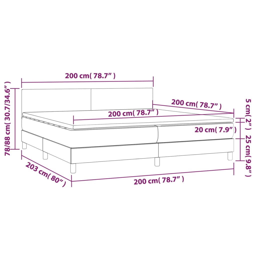 Boxspring met matras kunstleer grijs 200x200 cm is nu te koop bij PeponiXL, paradijselijk wonen!