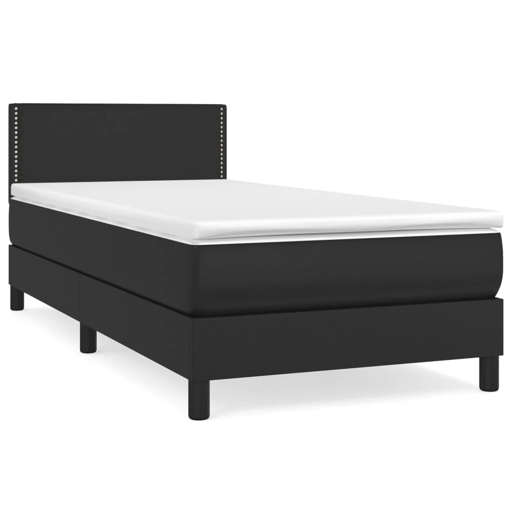 Boxspring met matras kunstleer zwart 90x200 cm is nu te koop bij PeponiXL, paradijselijk wonen!