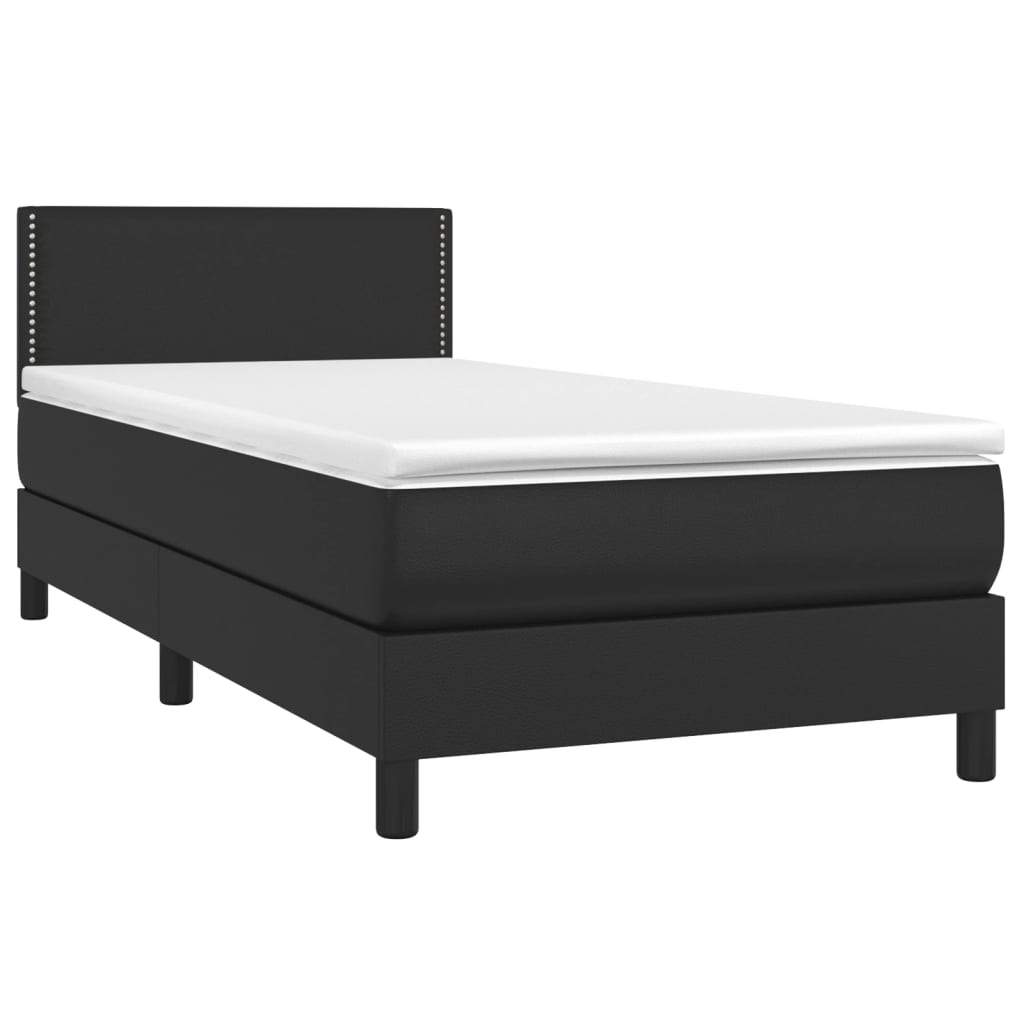 Boxspring met matras kunstleer zwart 90x200 cm is nu te koop bij PeponiXL, paradijselijk wonen!