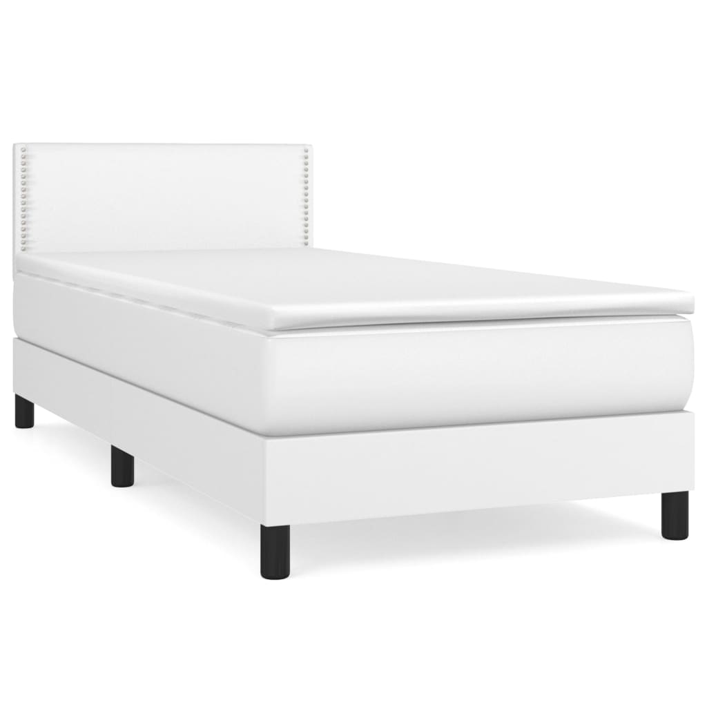 Boxspring met matras kunstleer wit 100x200 cm is nu te koop bij PeponiXL, paradijselijk wonen!