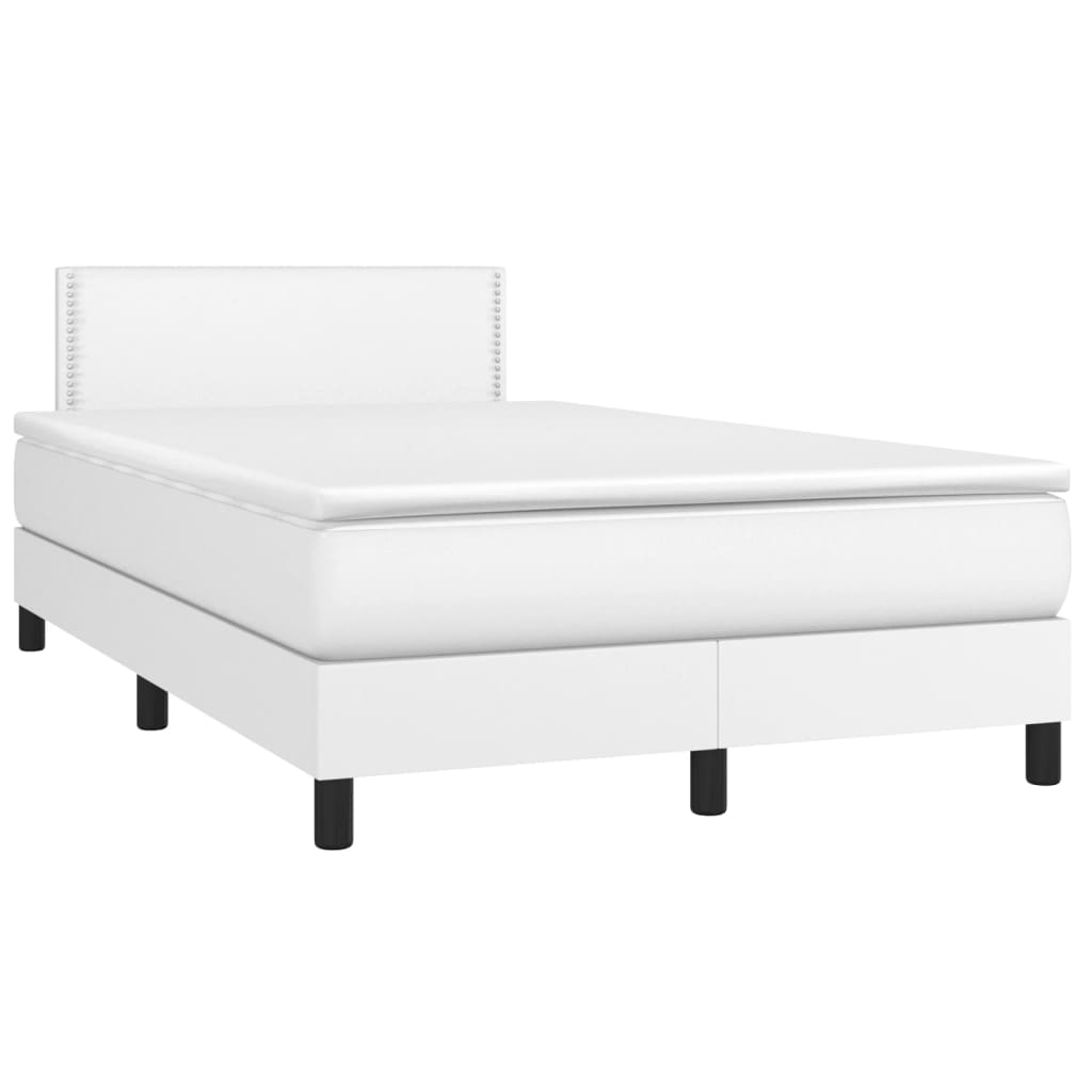 Boxspring met matras kunstleer wit 120x200 cm is nu te koop bij PeponiXL, paradijselijk wonen!