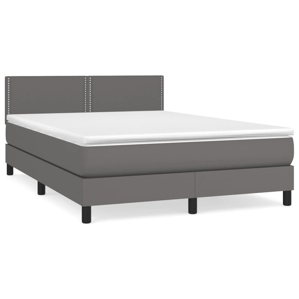 Boxspring met matras kunstleer grijs 140x190 cm is nu te koop bij PeponiXL, paradijselijk wonen!