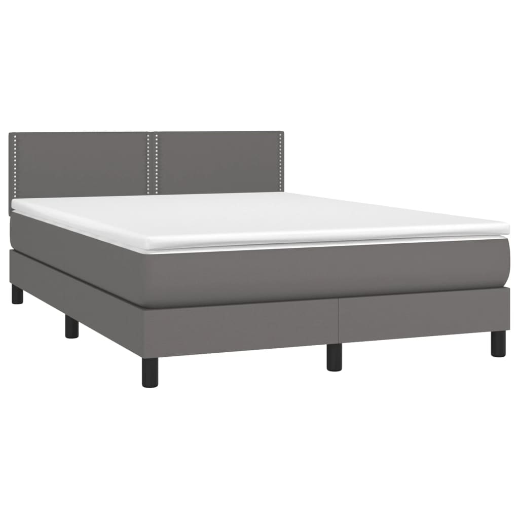 Boxspring met matras kunstleer grijs 140x190 cm is nu te koop bij PeponiXL, paradijselijk wonen!