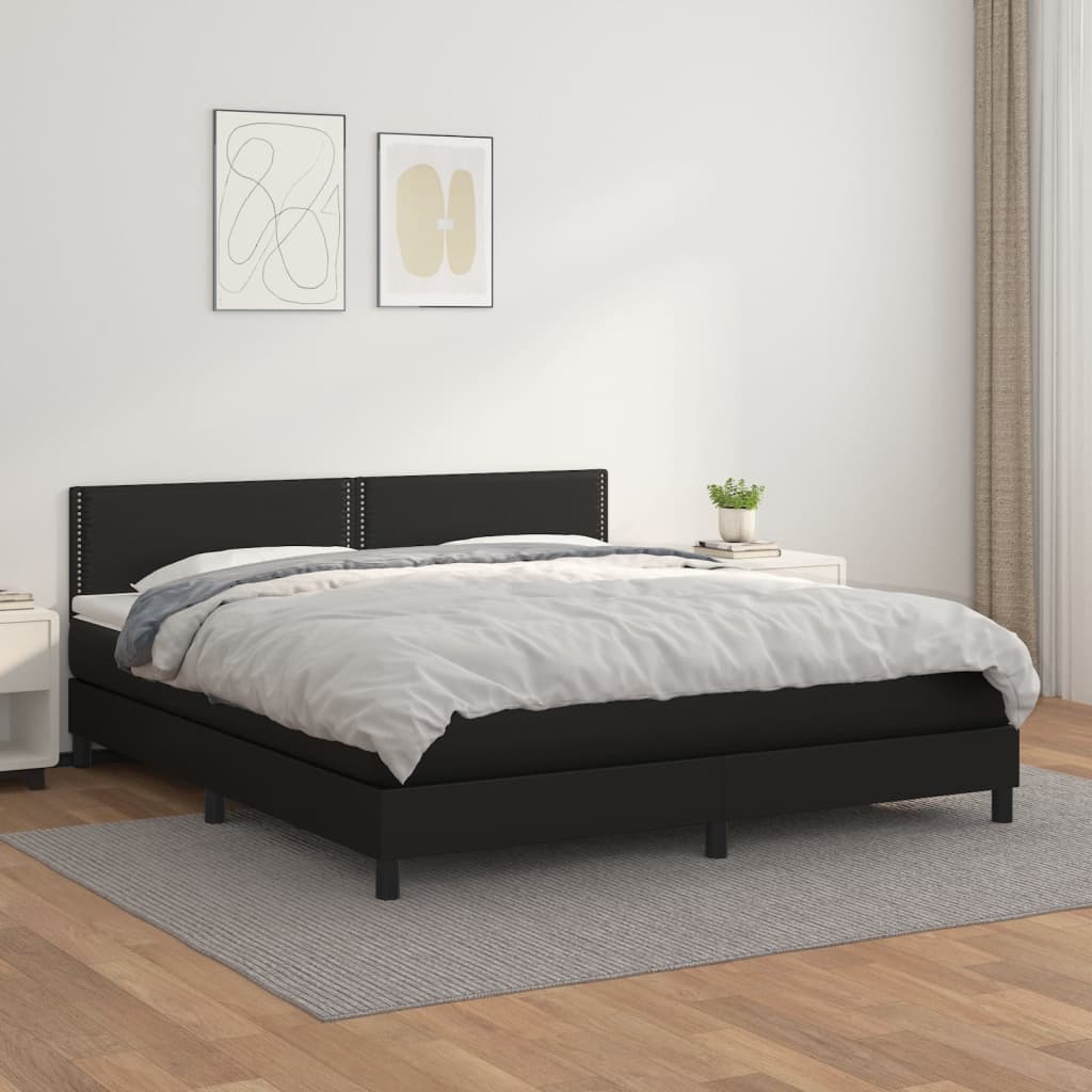 Boxspring met matras kunstleer zwart 180x200 cm is nu te koop bij PeponiXL, paradijselijk wonen!