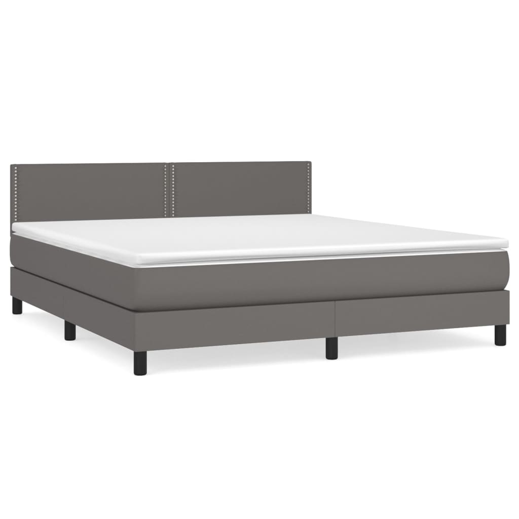 Boxspring met matras kunstleer grijs 180x200 cm is nu te koop bij PeponiXL, paradijselijk wonen!