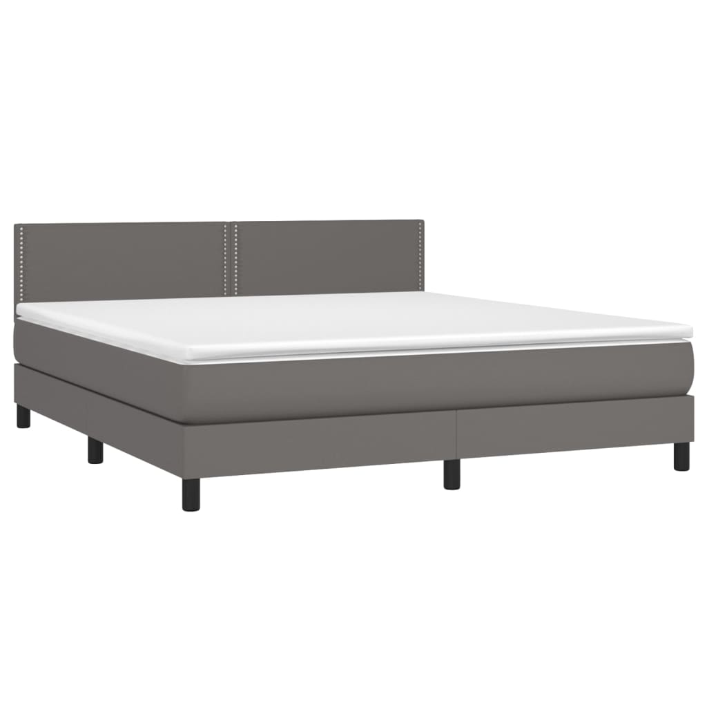 Boxspring met matras kunstleer grijs 180x200 cm is nu te koop bij PeponiXL, paradijselijk wonen!
