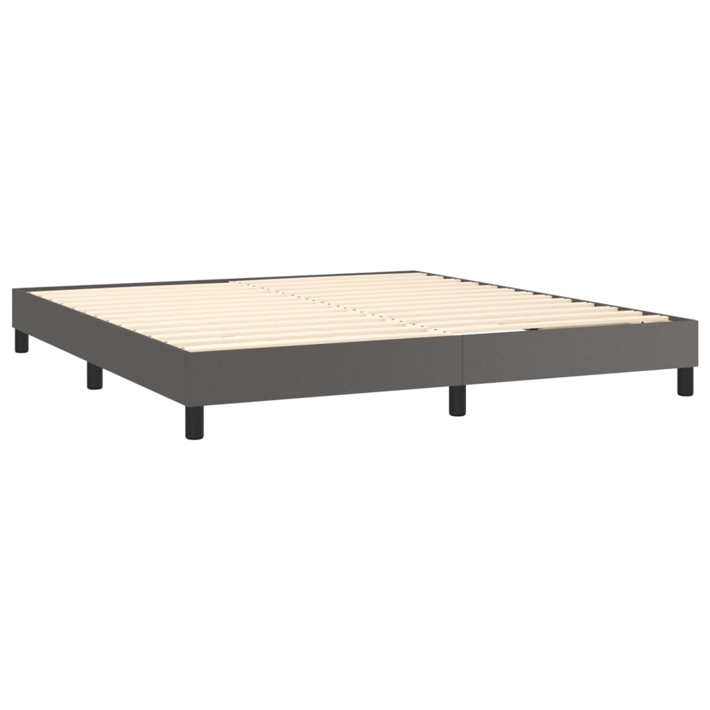 Boxspring met matras kunstleer grijs 180x200 cm is nu te koop bij PeponiXL, paradijselijk wonen!