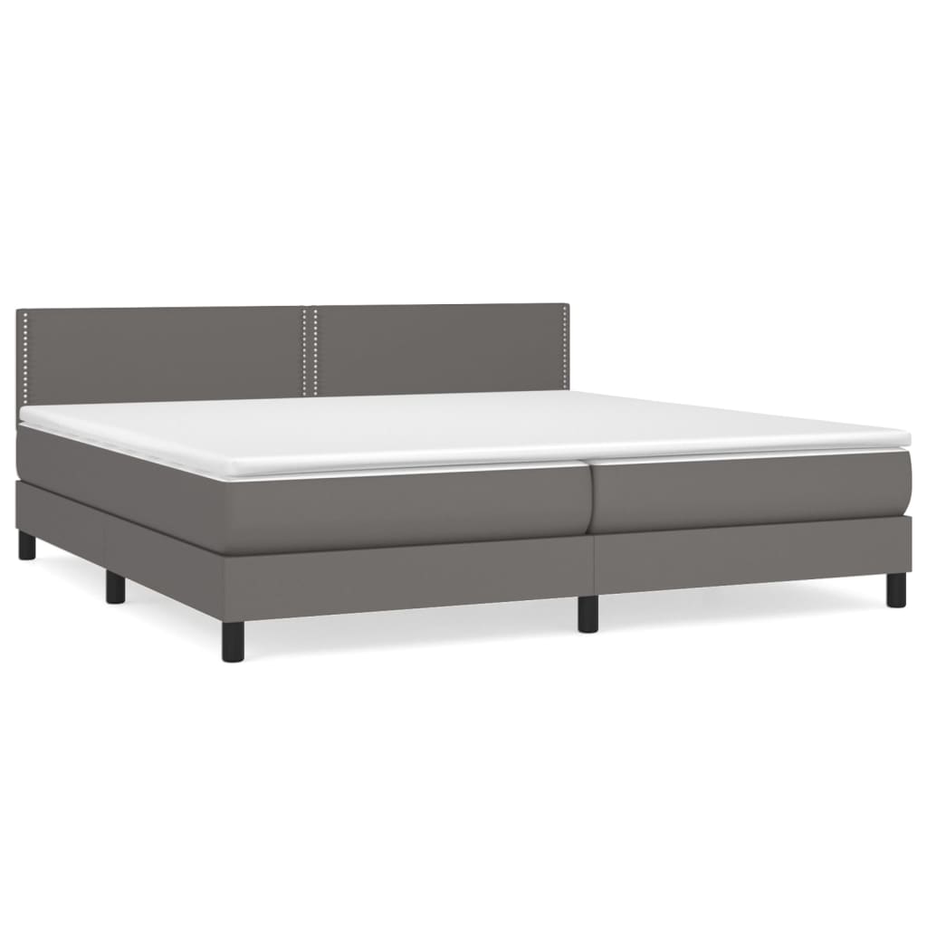 Boxspring met matras kunstleer grijs 200x200 cm is nu te koop bij PeponiXL, paradijselijk wonen!