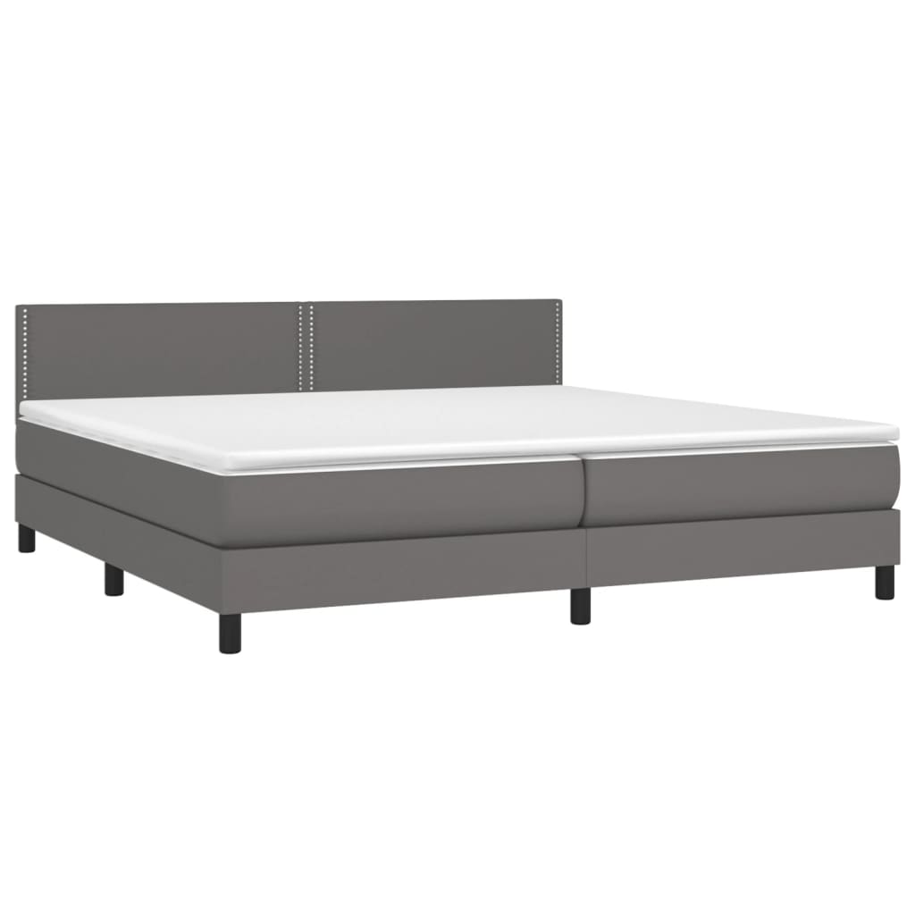 Boxspring met matras kunstleer grijs 200x200 cm is nu te koop bij PeponiXL, paradijselijk wonen!
