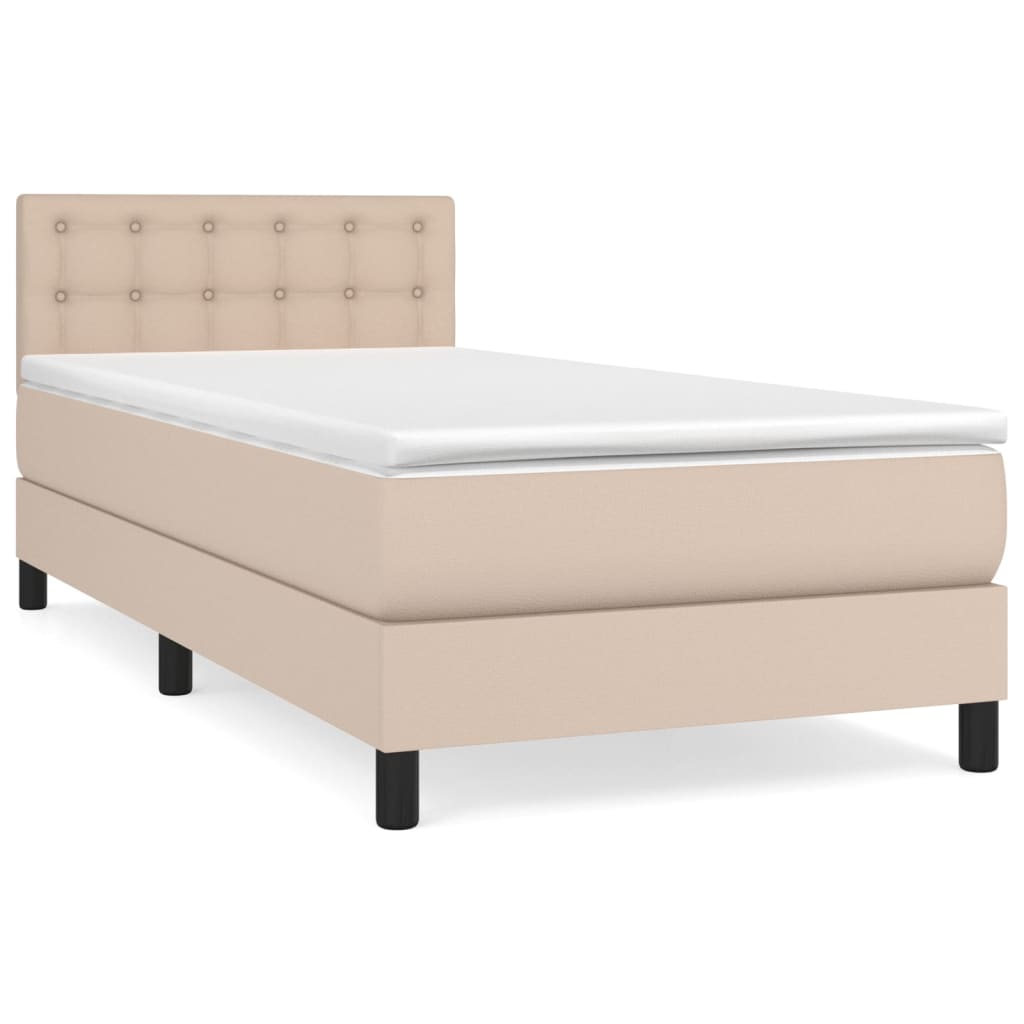 Boxspring met matras kunstleer cappuccinokleurig 80x200 cm is nu te koop bij PeponiXL, paradijselijk wonen!