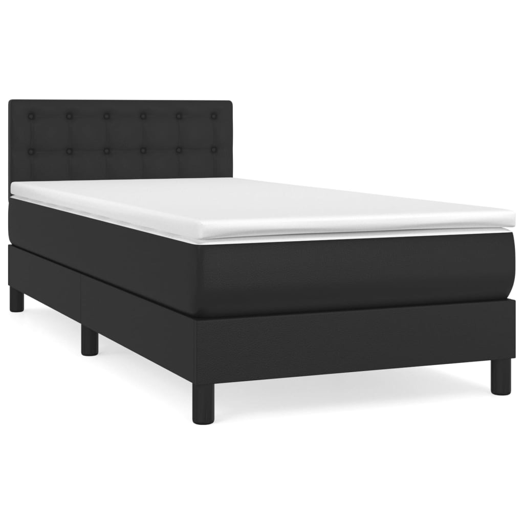 Boxspring met matras kunstleer zwart 100x200 cm is nu te koop bij PeponiXL, paradijselijk wonen!
