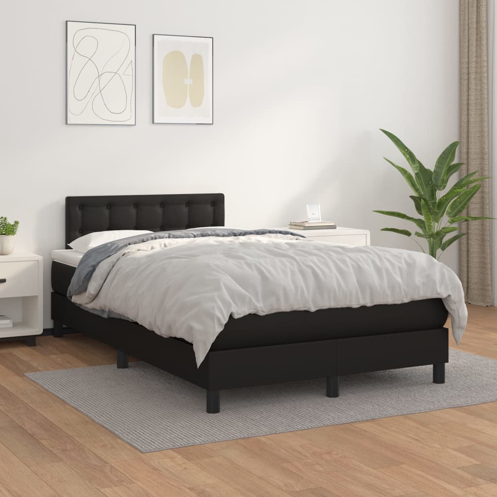 Boxspring met matras kunstleer zwart 120x200 cm is nu te koop bij PeponiXL, paradijselijk wonen!
