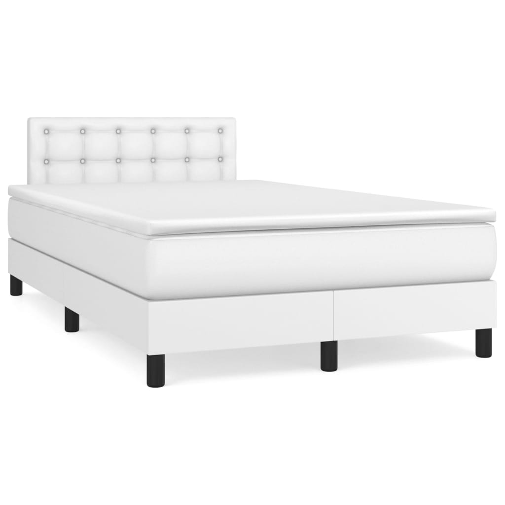 Boxspring met matras kunstleer wit 120x200 cm is nu te koop bij PeponiXL, paradijselijk wonen!