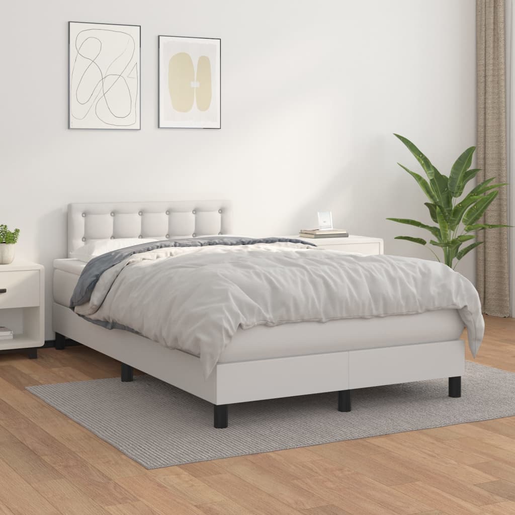 Boxspring met matras kunstleer wit 120x200 cm is nu te koop bij PeponiXL, paradijselijk wonen!