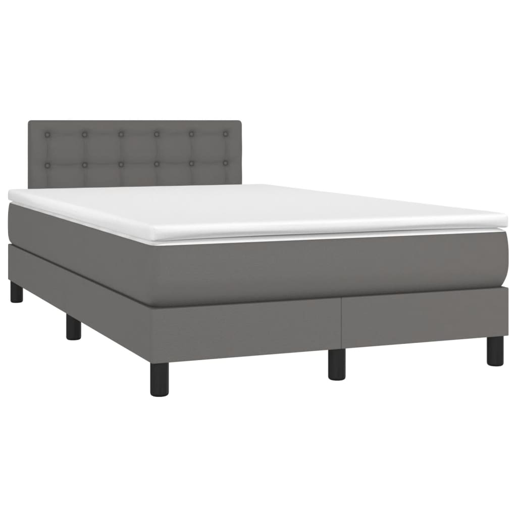 Boxspring met matras kunstleer grijs 120x200 cm is nu te koop bij PeponiXL, paradijselijk wonen!