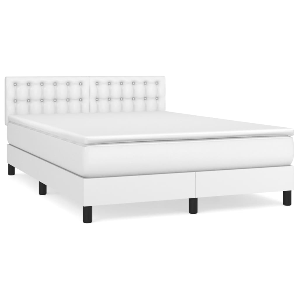 Boxspring met matras kunstleer wit 140x190 cm is nu te koop bij PeponiXL, paradijselijk wonen!