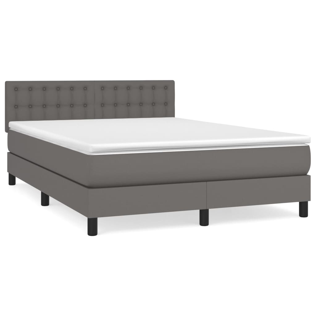 Boxspring met matras kunstleer grijs 140x190 cm is nu te koop bij PeponiXL, paradijselijk wonen!