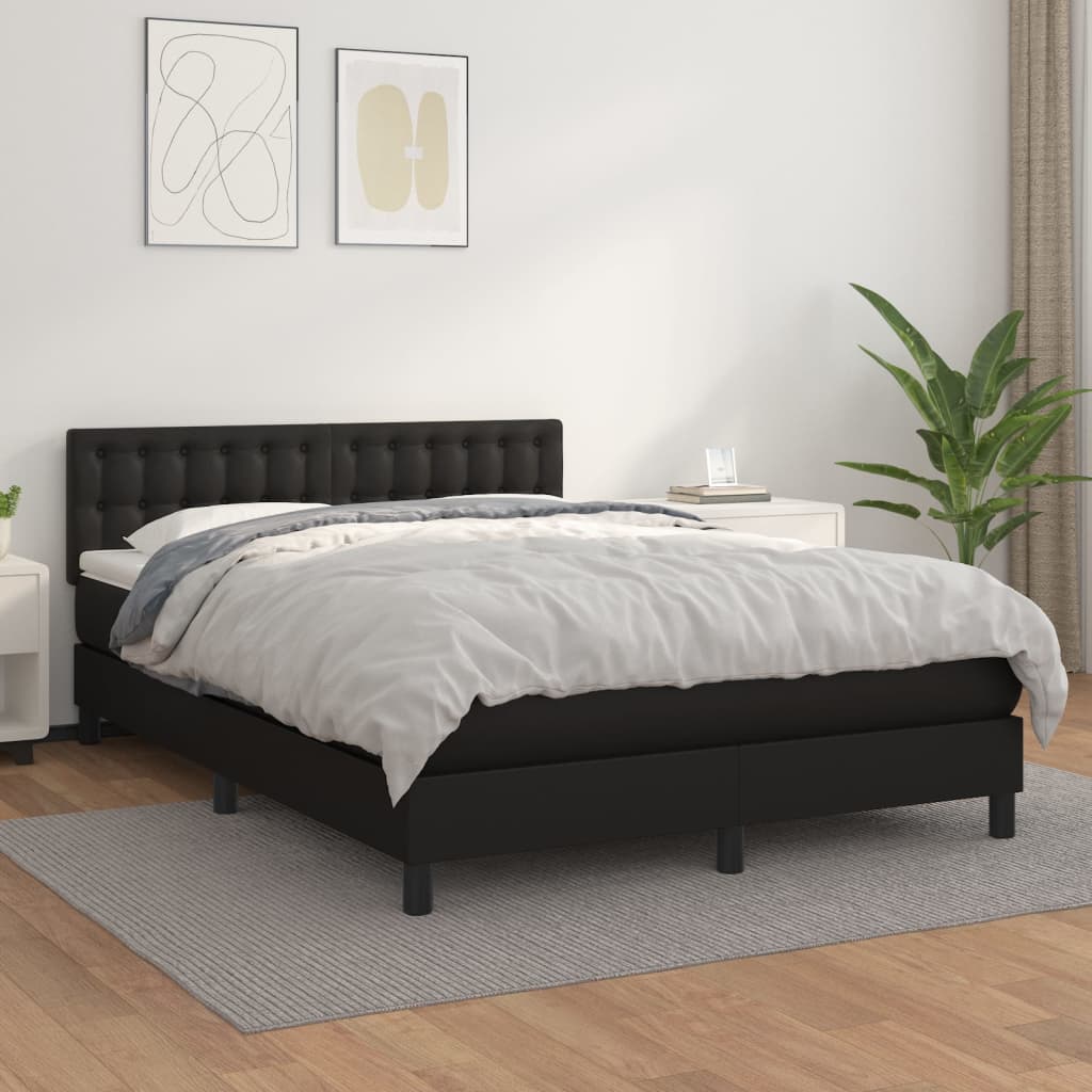 Boxspring met matras kunstleer zwart 140x200 cm is nu te koop bij PeponiXL, paradijselijk wonen!