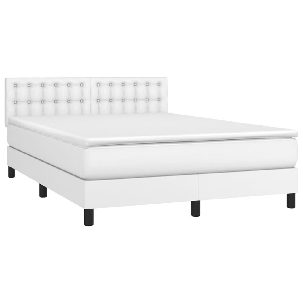 Boxspring met matras kunstleer wit 140x200 cm is nu te koop bij PeponiXL, paradijselijk wonen!