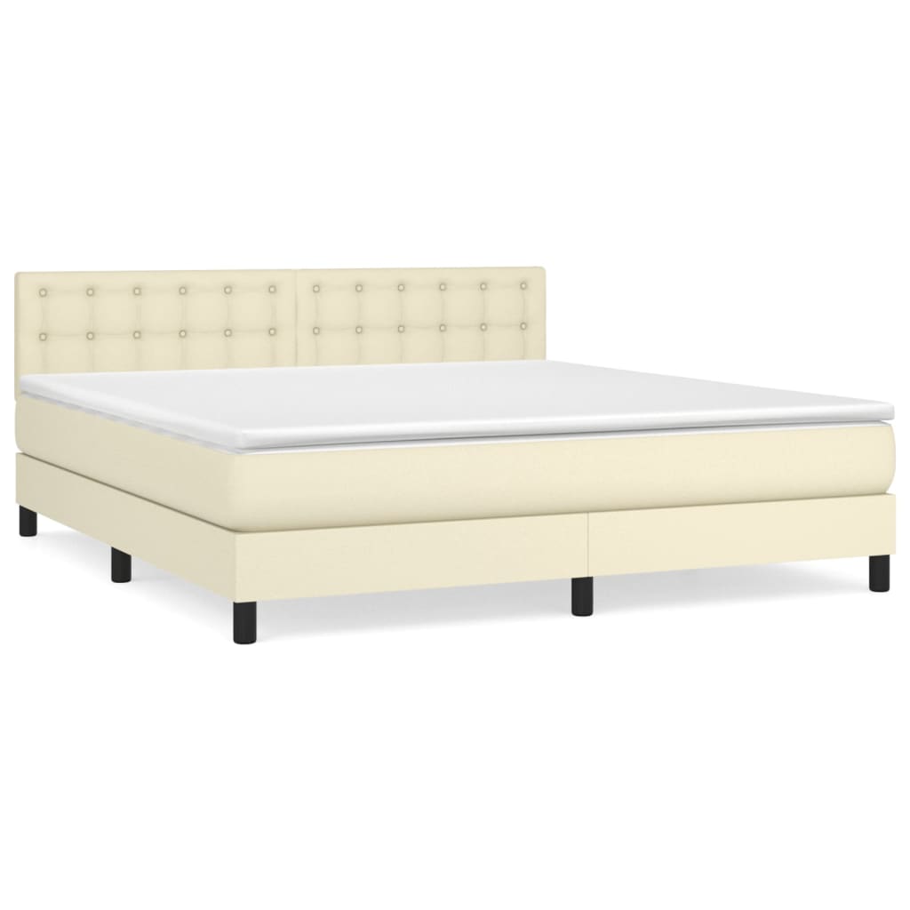 Boxspring met matras kunstleer crèmekleurig 180x200 cm is nu te koop bij PeponiXL, paradijselijk wonen!